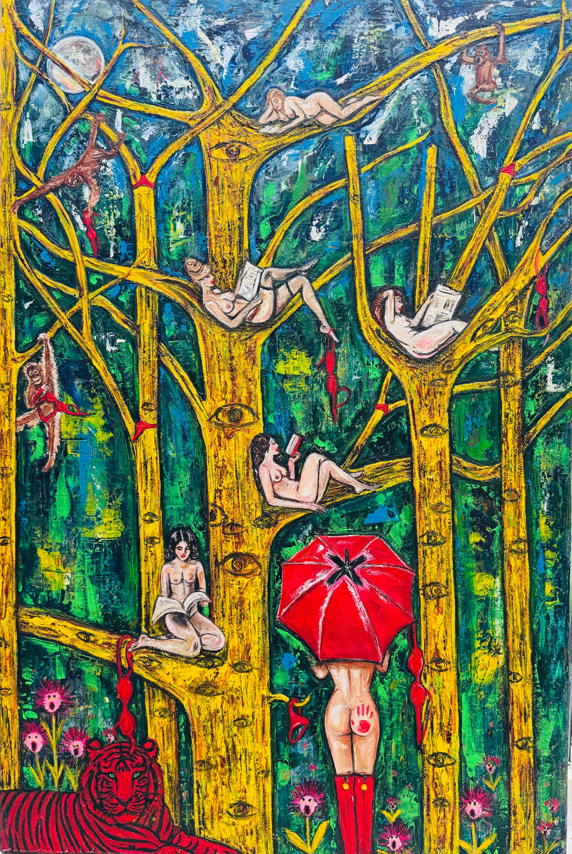 Reading Tree - Original Oil Painting 90cm x 60cm