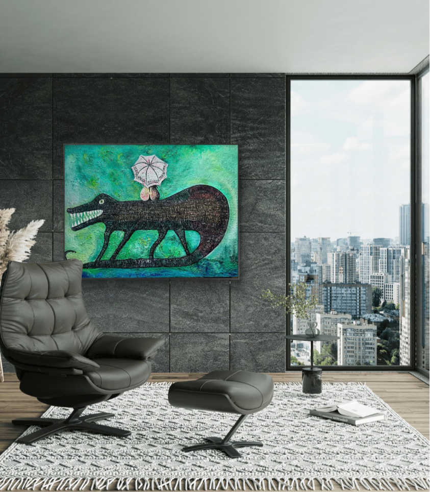 Croc - Large Heavily Textured Oil Painting 120cm x 90cm | Original Contemporary Statement Art by Limaxart