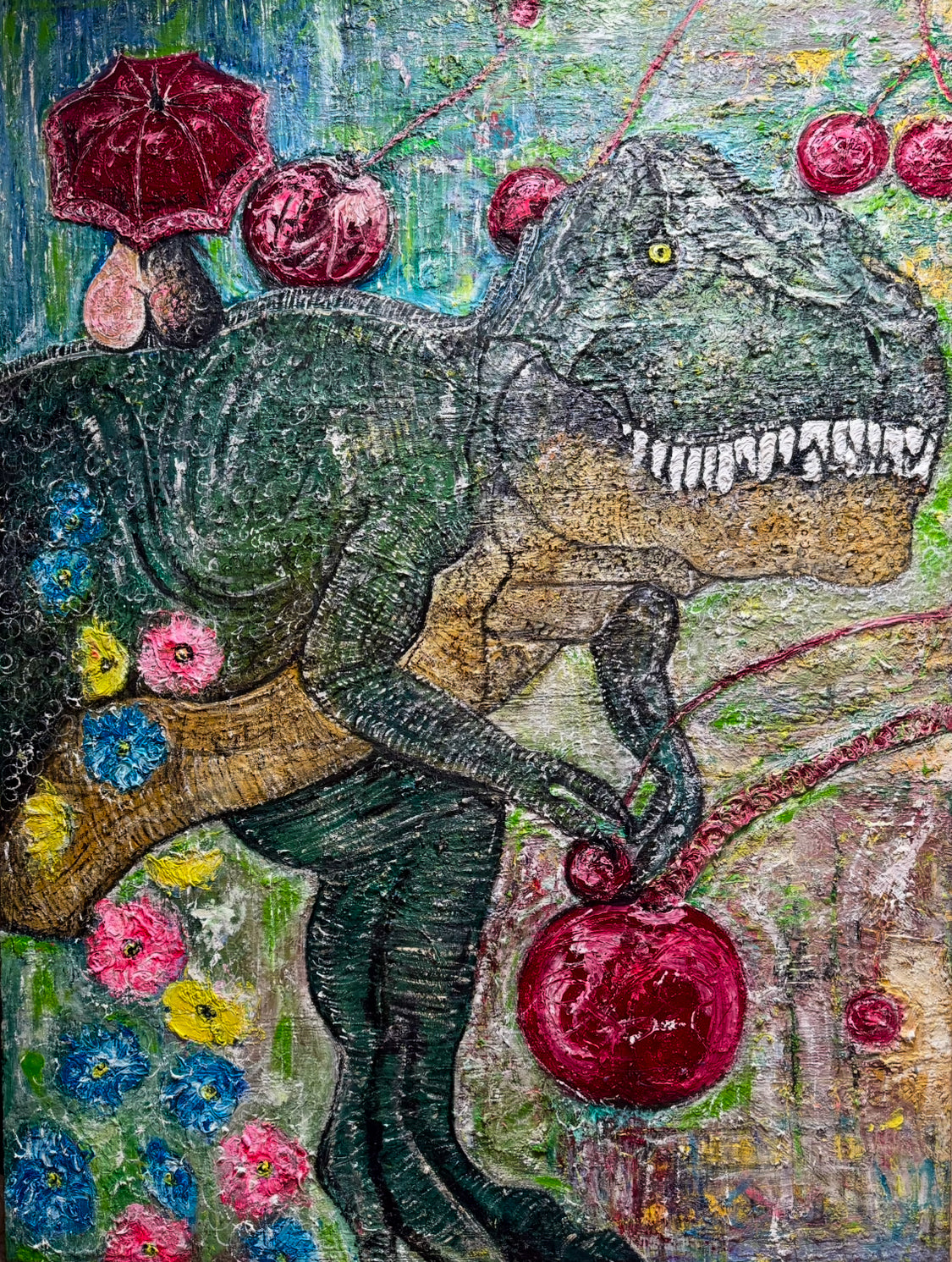 THE DINOSAUR WITHIN - Large Abstract Textured Painting 120cm x 90cm
