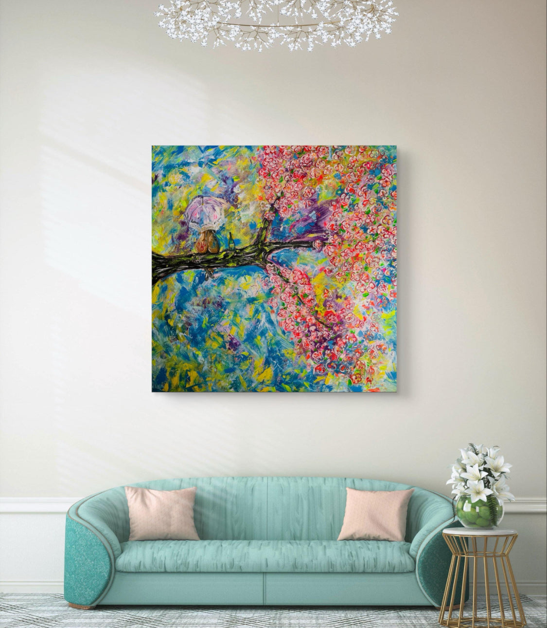Symphony of Sakura - Cherry Blossom Original Oil Painting | 90cm x 90cm | Japanese Art