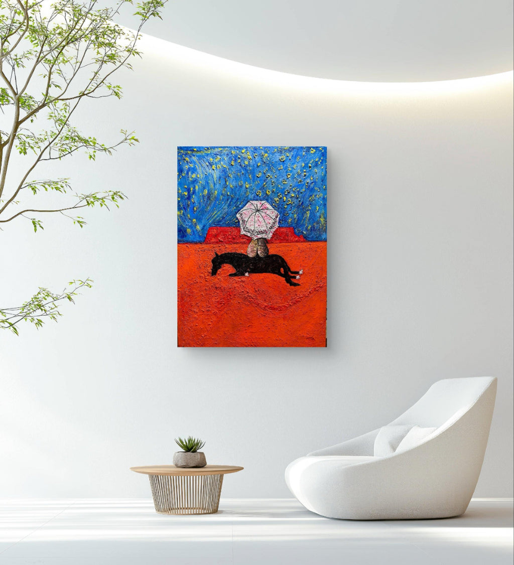 Australian Desert Art: Outback Oil Painting, Vivid Colours, textured art