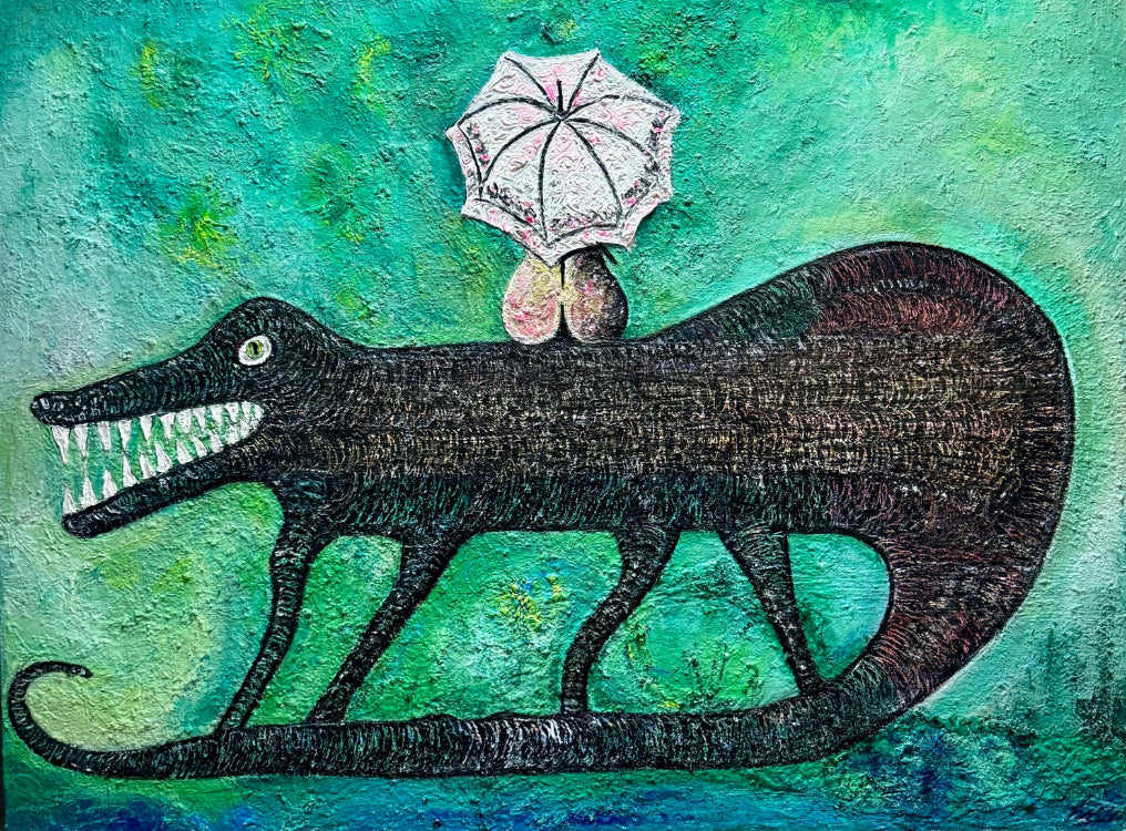 Croc - Large Heavily Textured Oil Painting 120cm x 90cm | Original Contemporary Statement Art by Limaxart