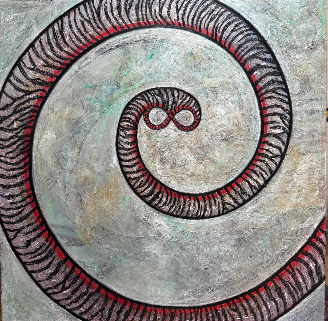 Infinity - Red String of Fate Abstract Oil Painting 90cm x 90cm | Luxury Contemporary Art by Limaxart