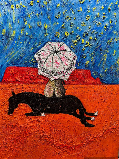 Australian Desert Art: Outback Oil Painting, Vivid Colours, textured art