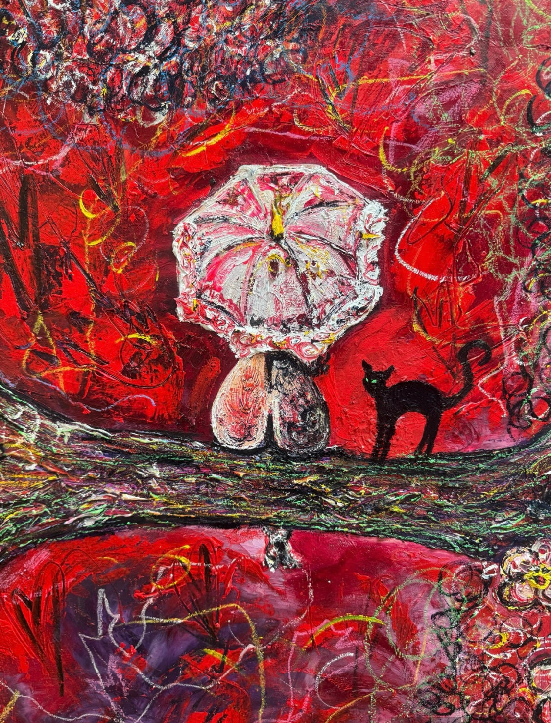 Lucky Cat - Original Abstract Painting 100cm x 80cm | Maneki Neko Art by Limaxart