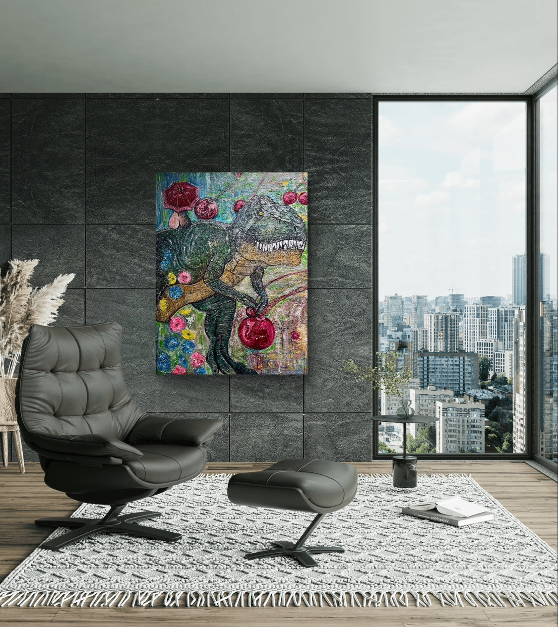 THE DINOSAUR WITHIN - Large Abstract Textured Painting 120cm x 90cm