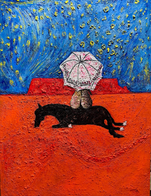 Australian Desert Art: Outback Oil Painting, Vivid Colours, textured art