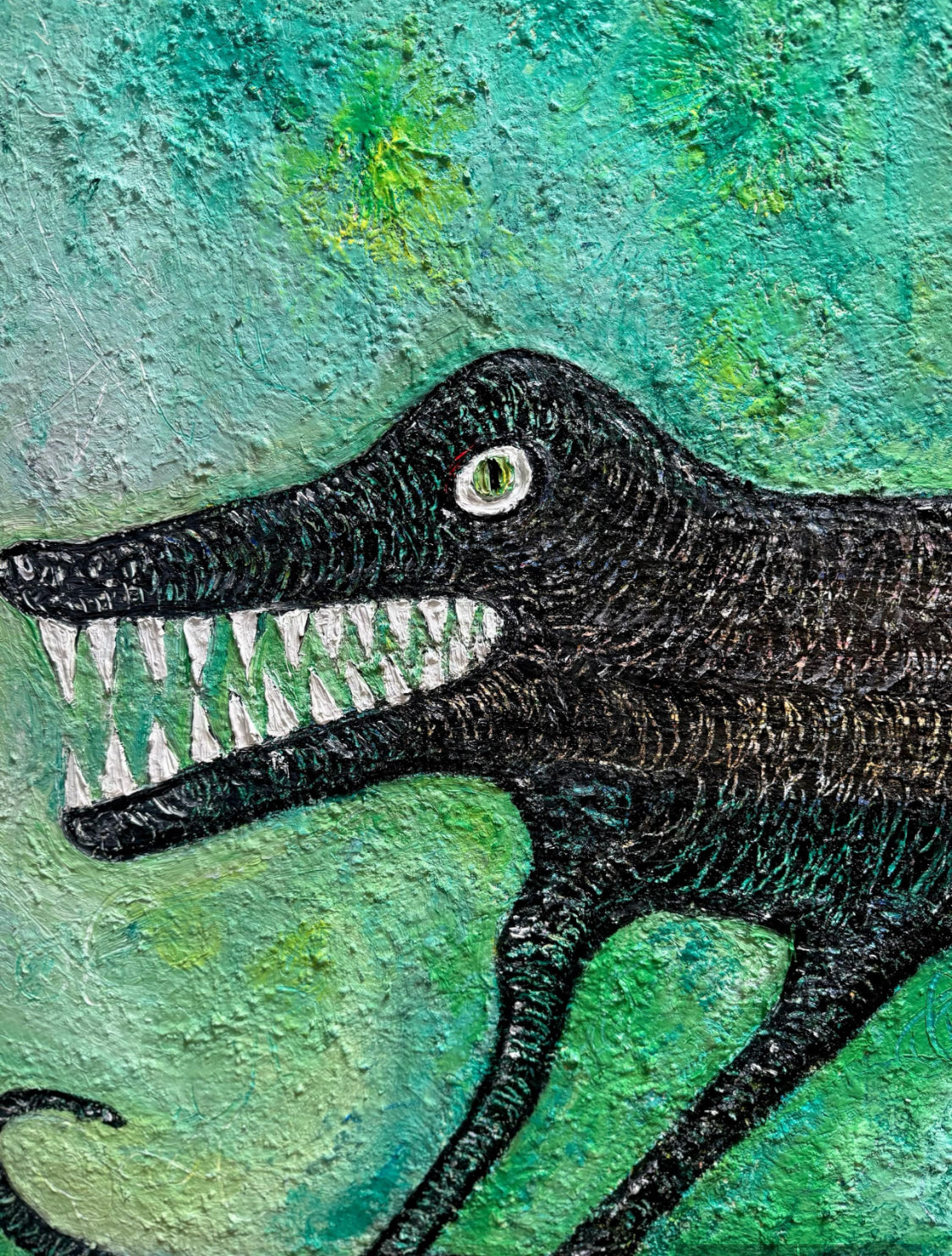 Croc - Large Heavily Textured Oil Painting 120cm x 90cm | Original Contemporary Statement Art by Limaxart