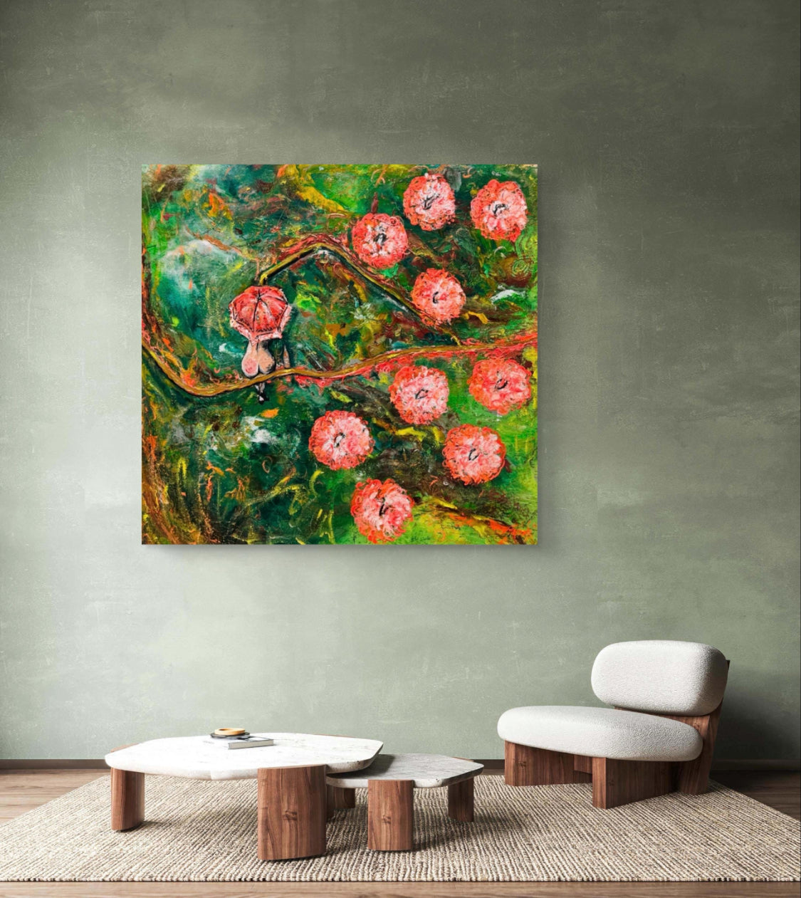 Orange Blossom - Original Abstract Painting 90cm x 90cm