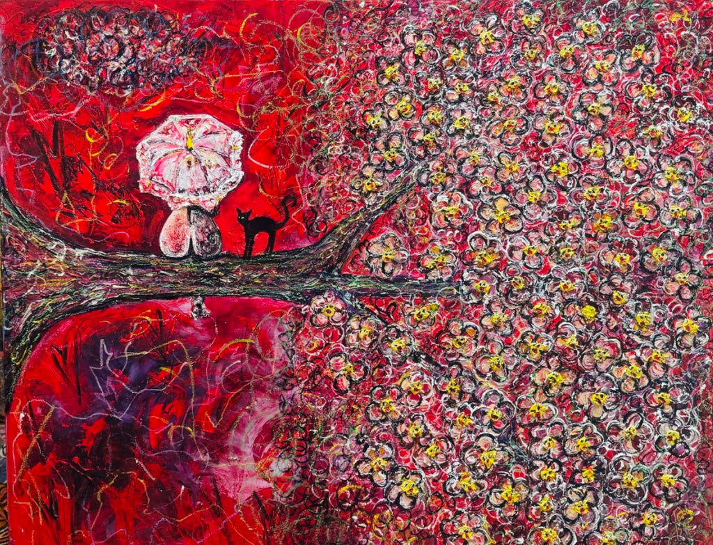 Lucky Cat - Original Abstract Painting 100cm x 80cm | Maneki Neko Art by Limaxart