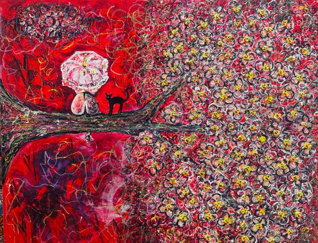 Lucky Cat - Original Abstract Painting 100cm x 80cm | Maneki Neko Art by Limaxart
