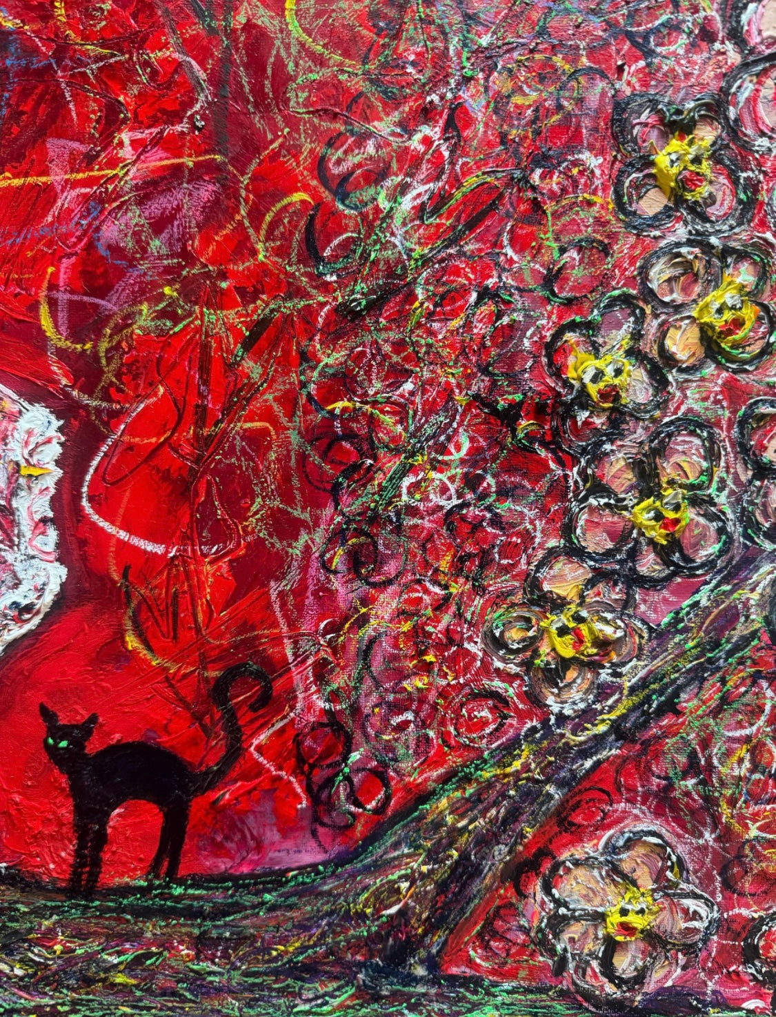 Lucky Cat - Original Abstract Painting 100cm x 80cm | Maneki Neko Art by Limaxart