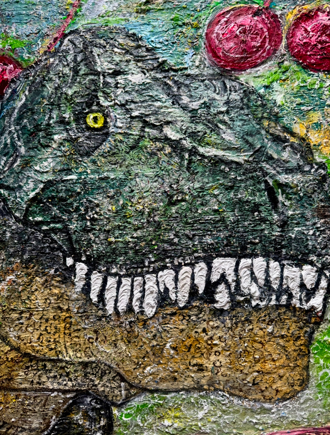 THE DINOSAUR WITHIN - Large Abstract Textured Painting 120cm x 90cm