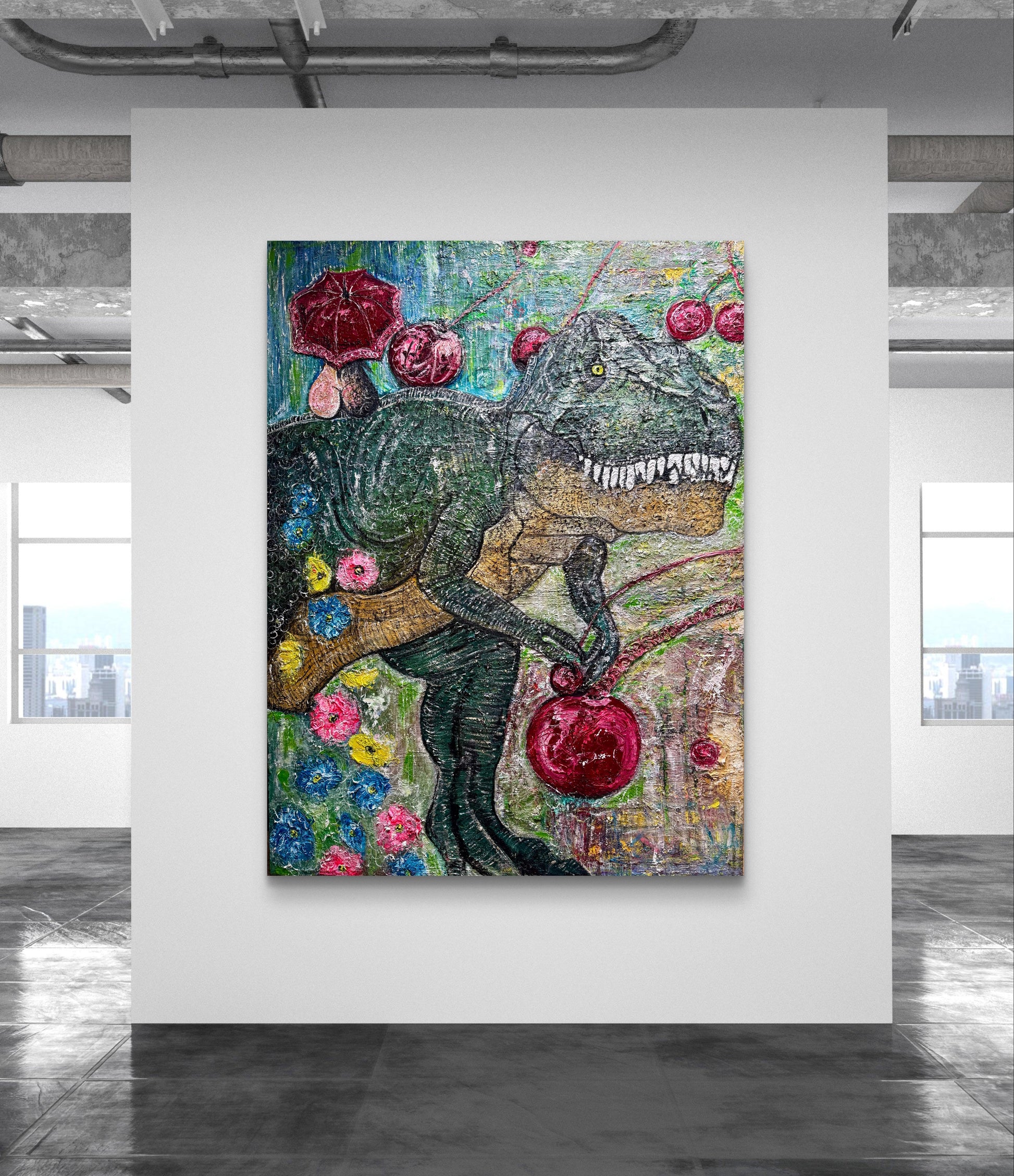 THE DINOSAUR WITHIN - Large Abstract Textured Painting 120cm x 90cm