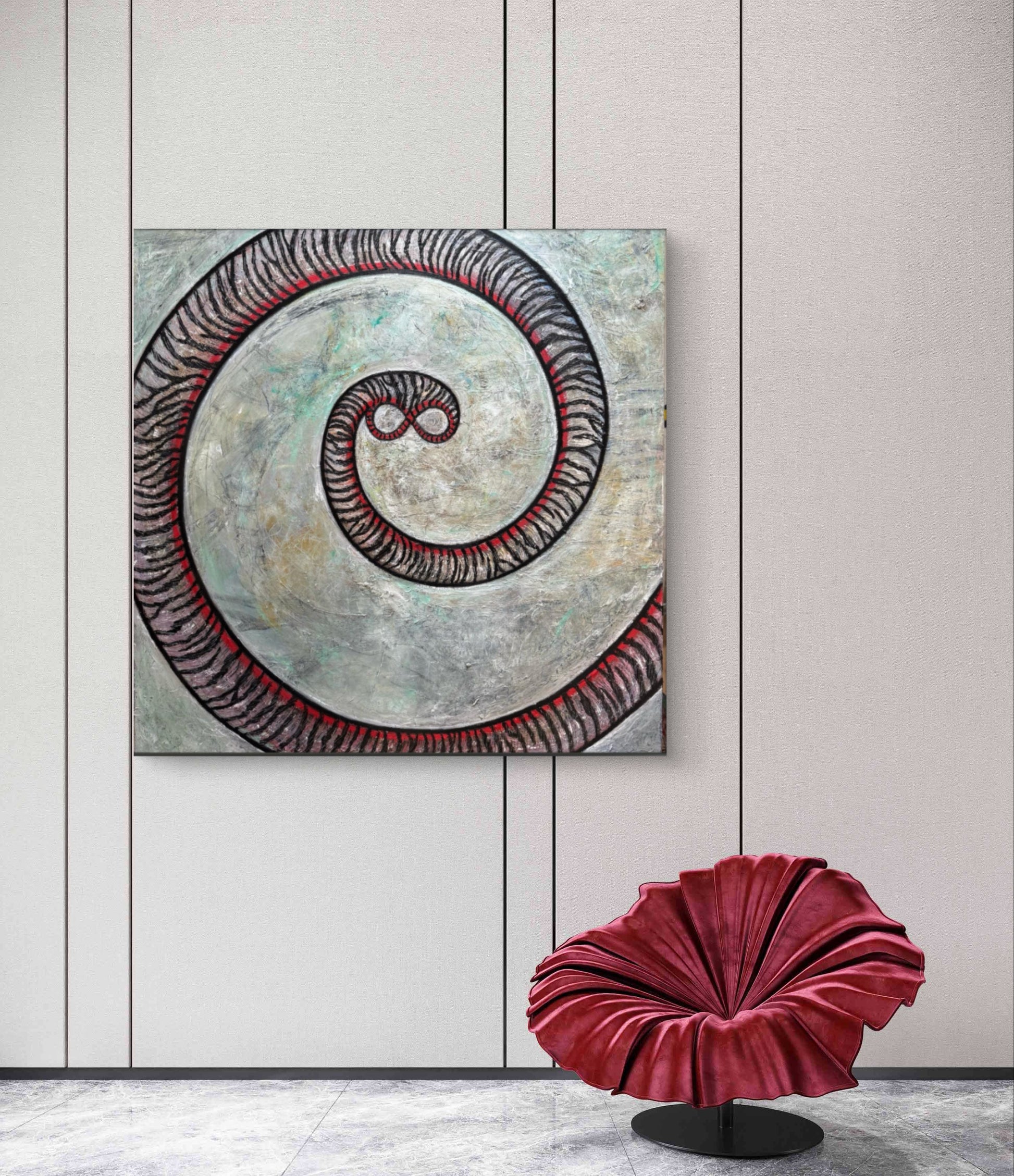 Infinity - Red String of Fate Abstract Oil Painting 90cm x 90cm | Luxury Contemporary Art by Limaxart